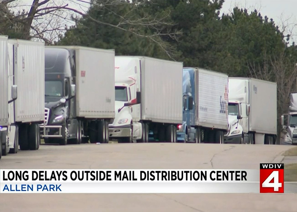 Deadline Detroit Truckers wait days to enter Detroitarea mail